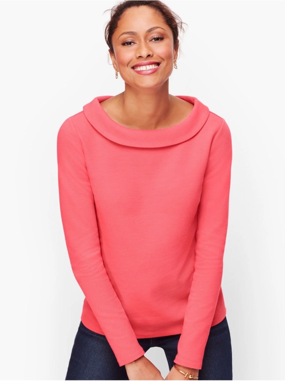 Talbots Coral Roll-Neck “Sabrina” Blouse Top Size 3X Plus Petite New with Tags